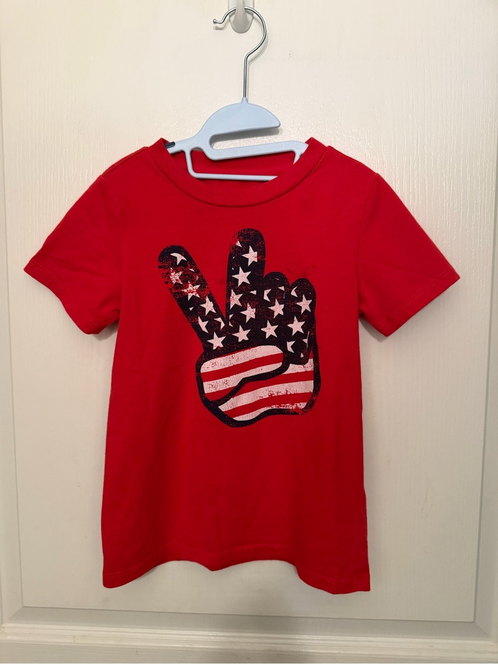 Epic Threads Red Tee with American Flag Peace Hand Graphic